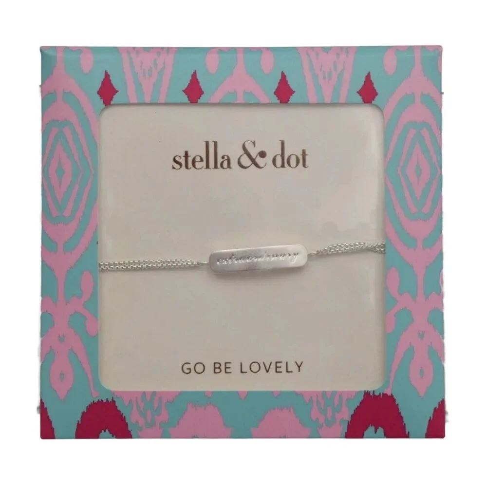 Stella & Dot Extraordinary Silver Bar Bracelet Engraved New in Box